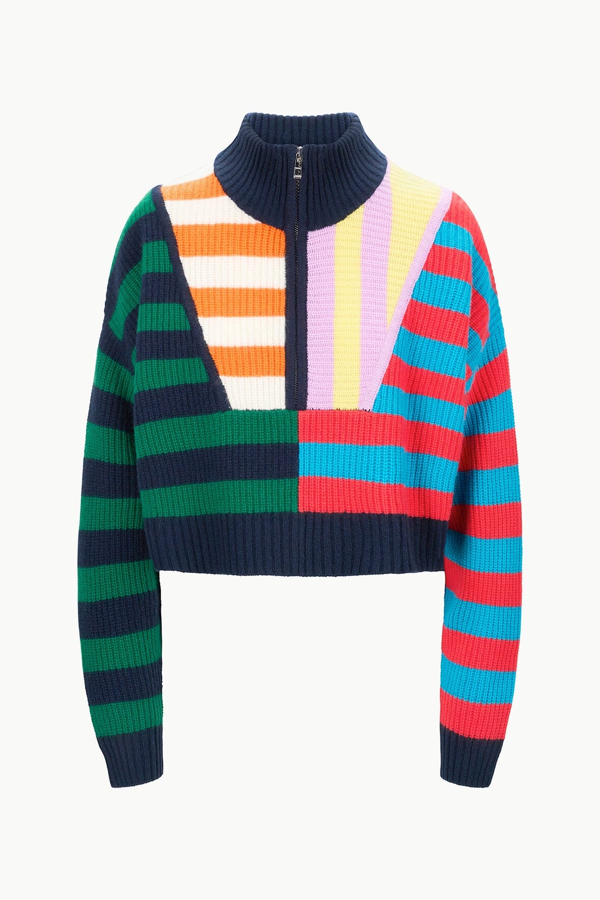 Image CASHMERE CROPPED HAMPTON SWEATER | CABANA STRIPE MULTI 4 of 4 and Clicking this image will trigger a zoom pop-up