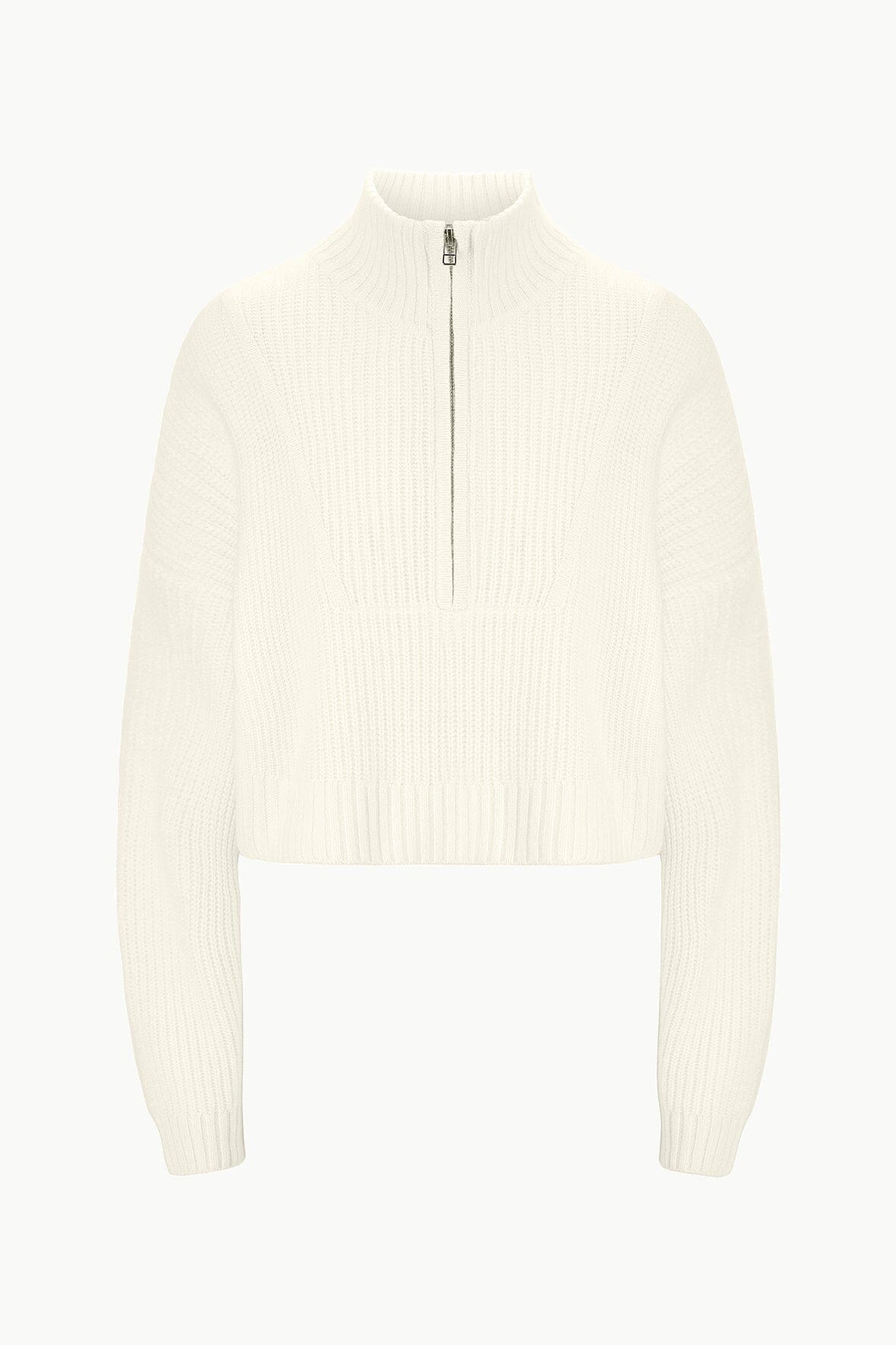 Image CASHMERE CROPPED HAMPTON SWEATER | IVORY 4 of 4 and Clicking this image will trigger a zoom pop-up