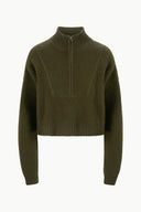 Image CASHMERE CROPPED HAMPTON SWEATER | OLIVE 4 of 4