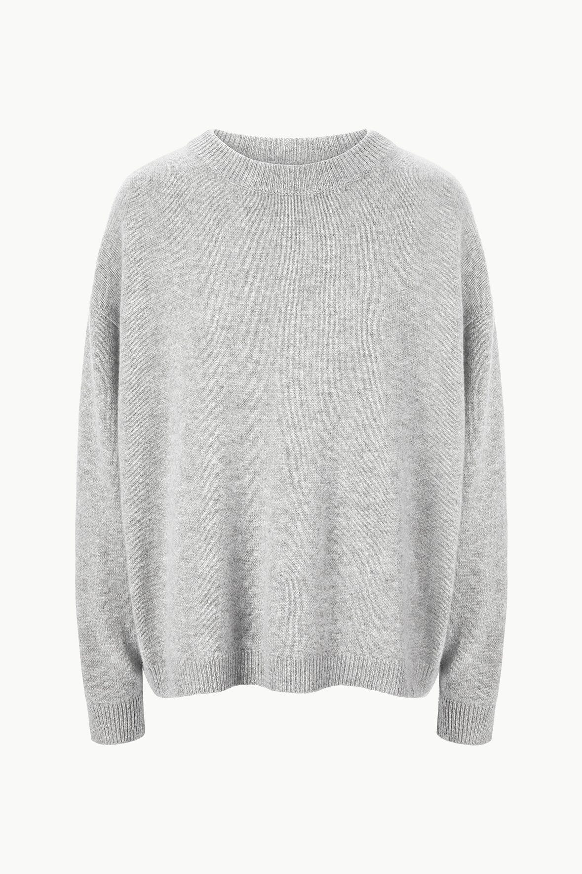 Image SERRANO CASHMERE RELAXED CREW | HEATHER GREY 4 of 4 and Clicking this image will trigger a zoom pop-up