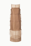 staud chandler tie-detailed organza midi dress Staud Chandler Tie-Detailed Organza Midi Dress - Brown - 30% Off