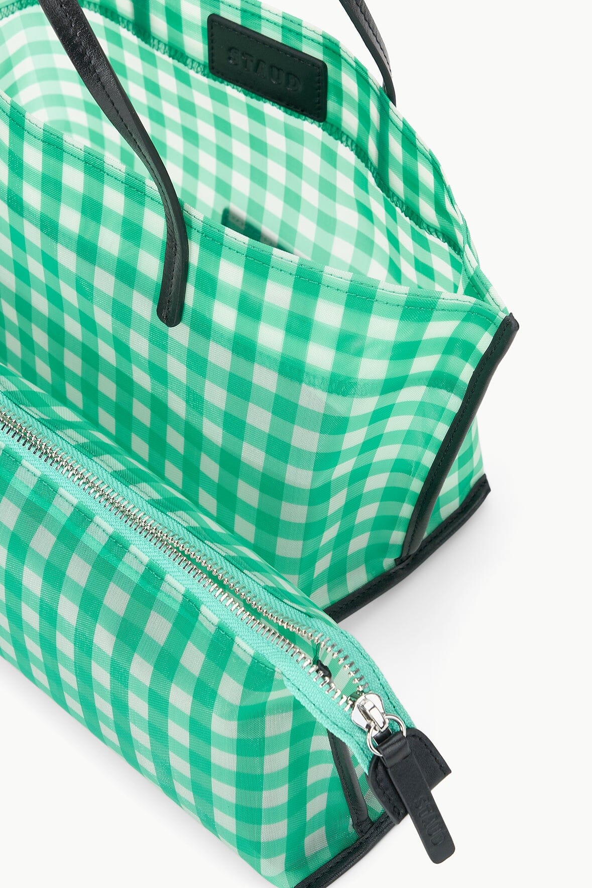 Image CHRISTOS MINI MESH TOTE | JADE GINGHAM 3 of 7 and Clicking this image will trigger a zoom pop-up