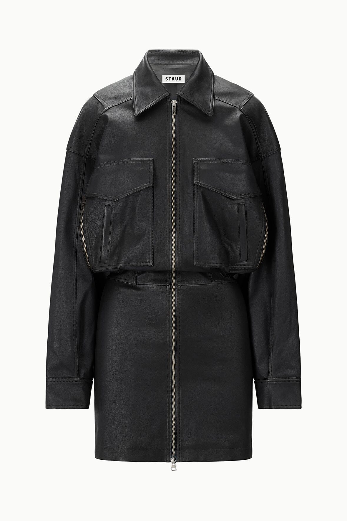 STAUD, Claudette Leather Dress in Black, Size Large STAUD, Claudette Leather Dress in Black, Size Large