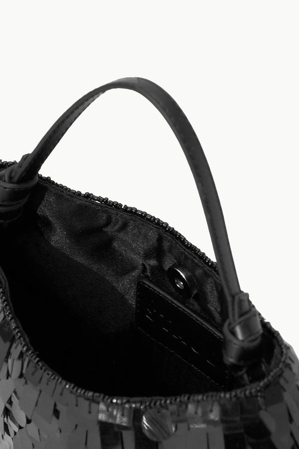 Staud Ida Mini Leather & Genuine Shearling Tote Bag In Black