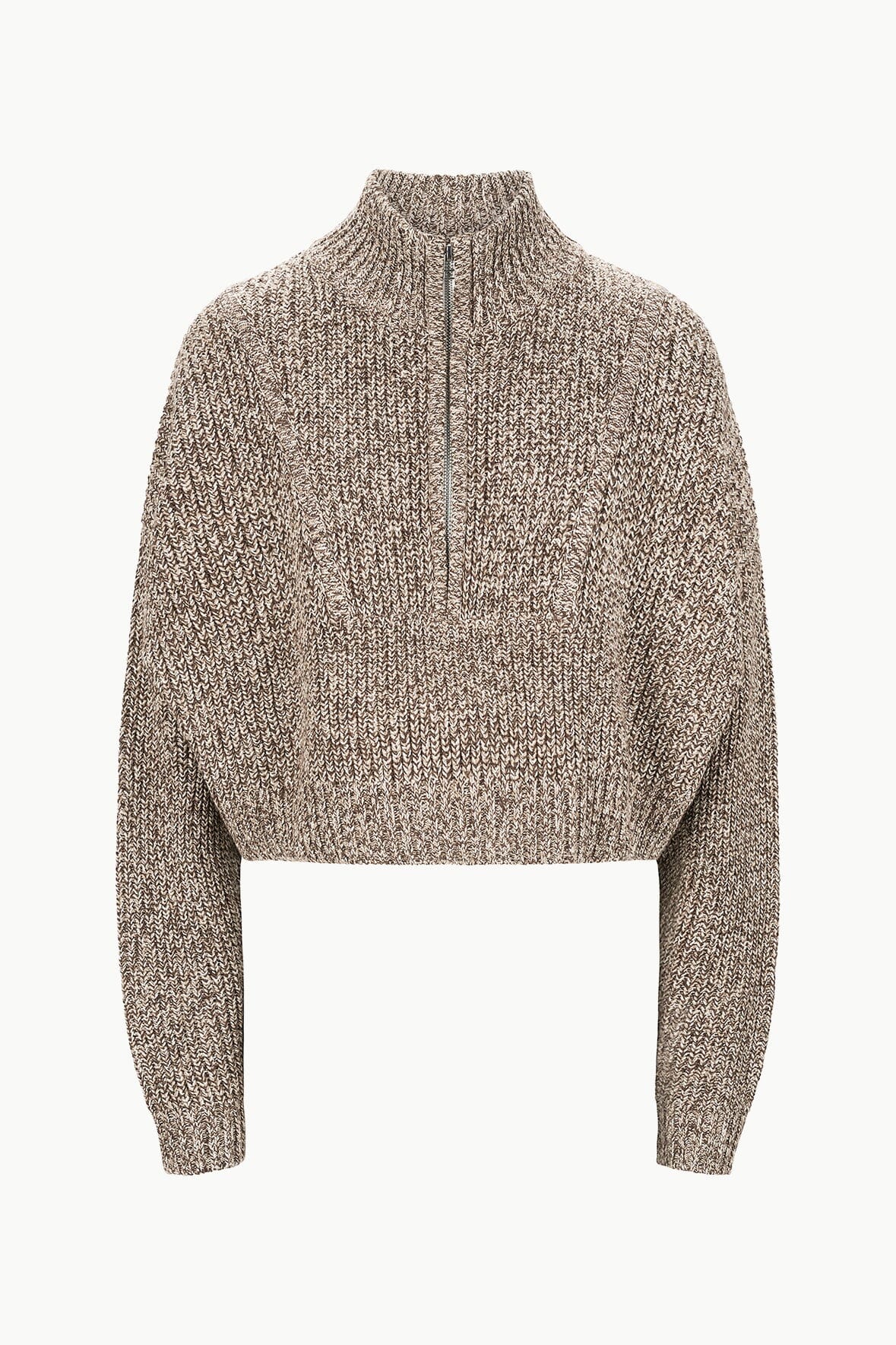 Image CROPPED HAMPTON SWEATER | MOCHA MELANGE 4 of 4 and Clicking this image will trigger a zoom pop-up