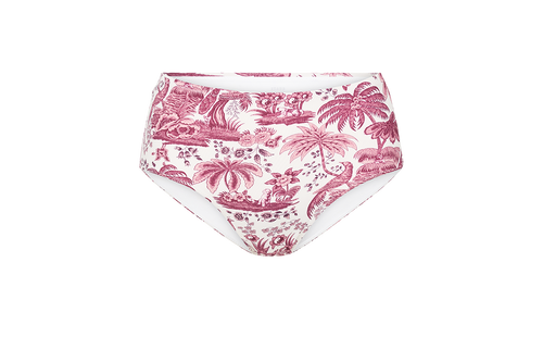 DEVON HIGH RISE BIKINI BOTTOM  BORDEAUX TOILE