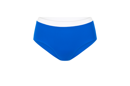 DEVON HIGH RISE BIKINI BOTTOM  SAPPHIRE WHITE