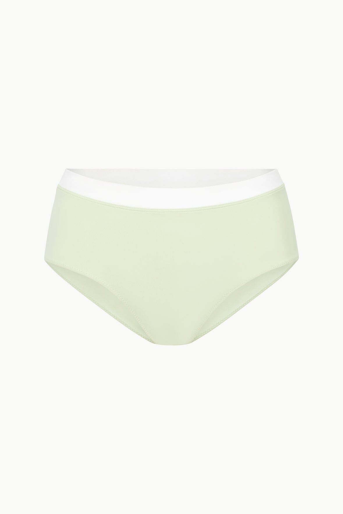 Image DEVON HIGH RISE BIKINI BOTTOM | PALE JADE/WHITE 5 of 5 and Clicking this image will trigger a zoom pop-up