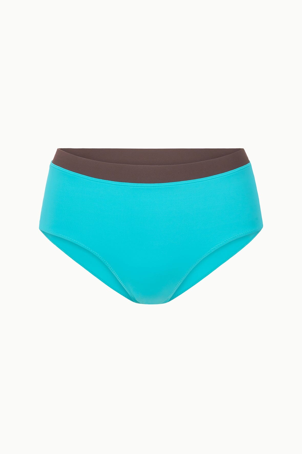 Image DEVON HIGH RISE BIKINI BOTTOM | TEAL DARK CHOCOLATE 5 of 5 and Clicking this image will trigger a zoom pop-up