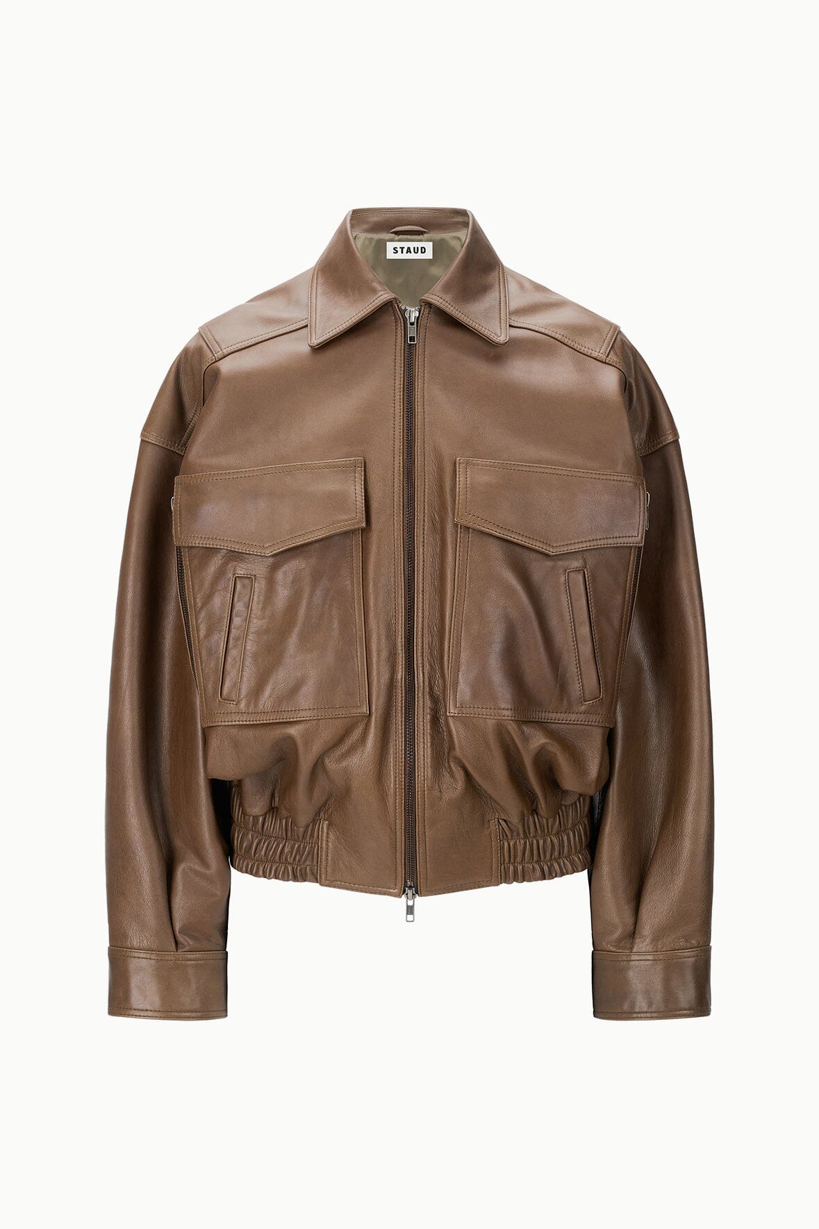 Image EUGENE LEATHER JACKET | TRUFFLE 6 of 6 and Clicking this image will trigger a zoom pop-up