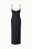 STAUD, Evangeline Silk Midi Dress in Black, Size 4 STAUD, Evangeline Silk Midi Dress in Black, Size 4