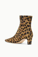 Cheetah-print ankle booties with block heel and sleek pointed toe