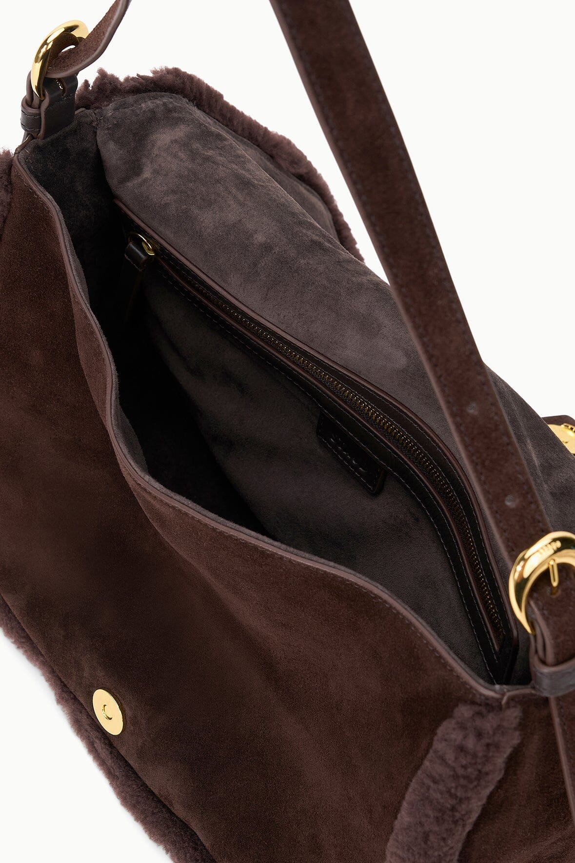 Image HARLOW MEDIUM BAG | ESPRESSO SHEARLING 7 of 8 and Clicking this image will trigger a zoom pop-up