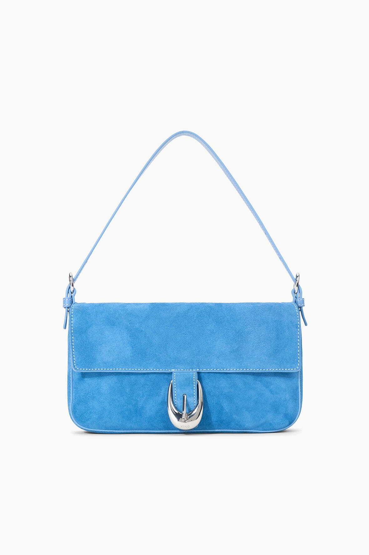 Image HARLOW BAG | STAUD BLUE SUEDE 1 of 6 and Clicking this image will trigger a zoom pop-up