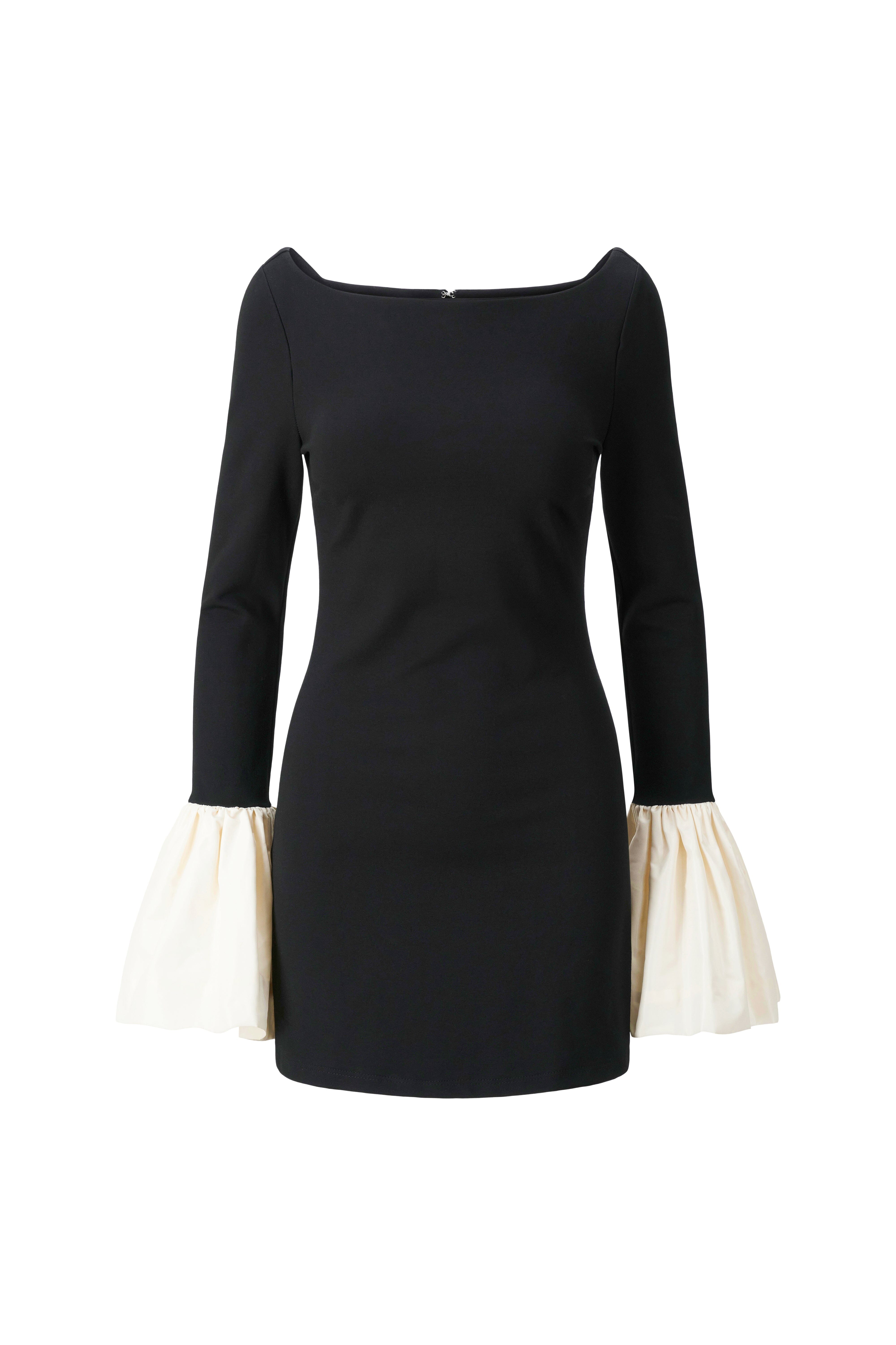 staud black and white dress Staud White Black Leather Collar short dress