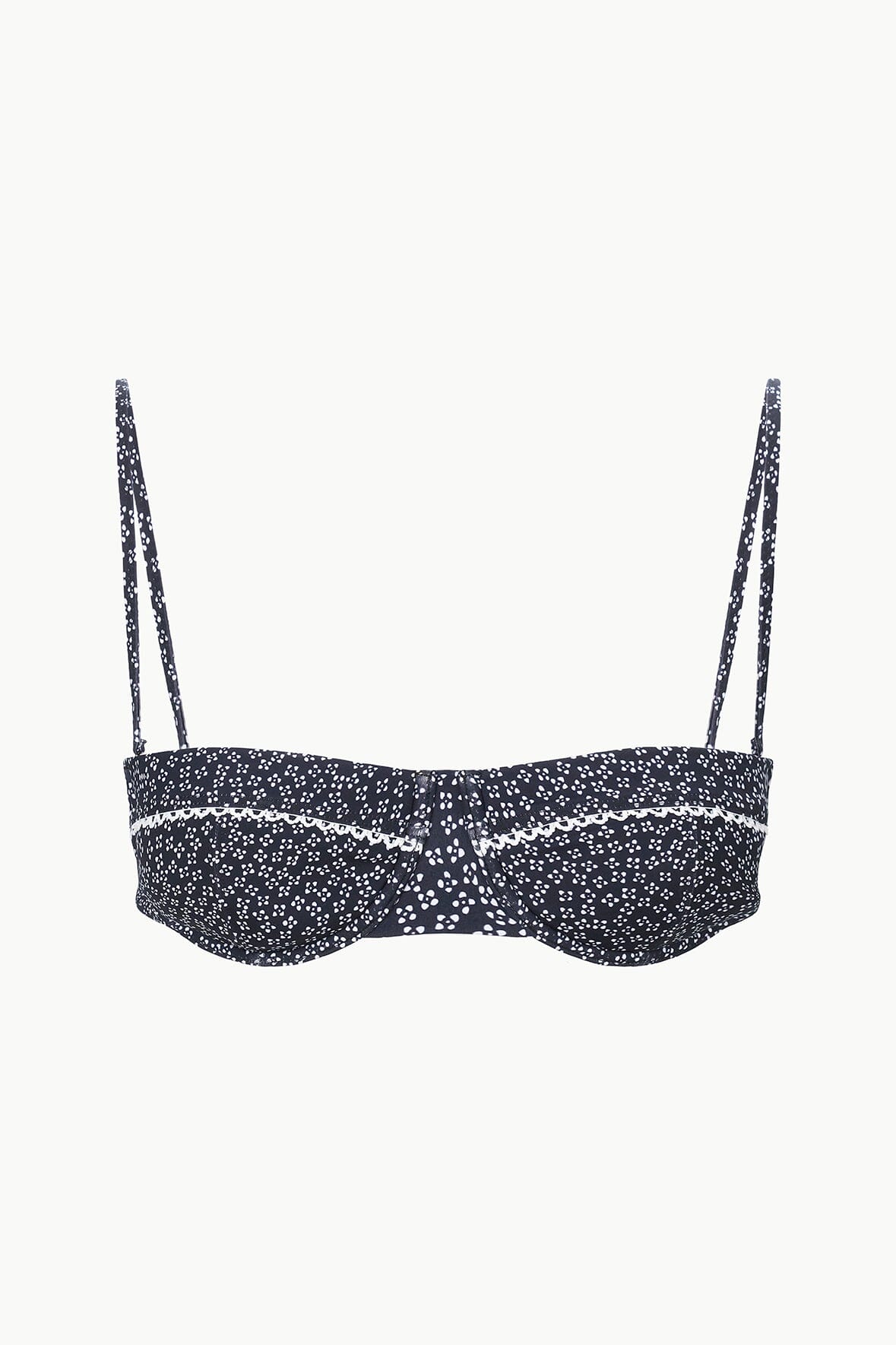 Image JO BALCONETTE BIKINI TOP | BLACK WOODBLOCK DITSY FLORAL 6 of 6 and Clicking this image will trigger a zoom pop-up