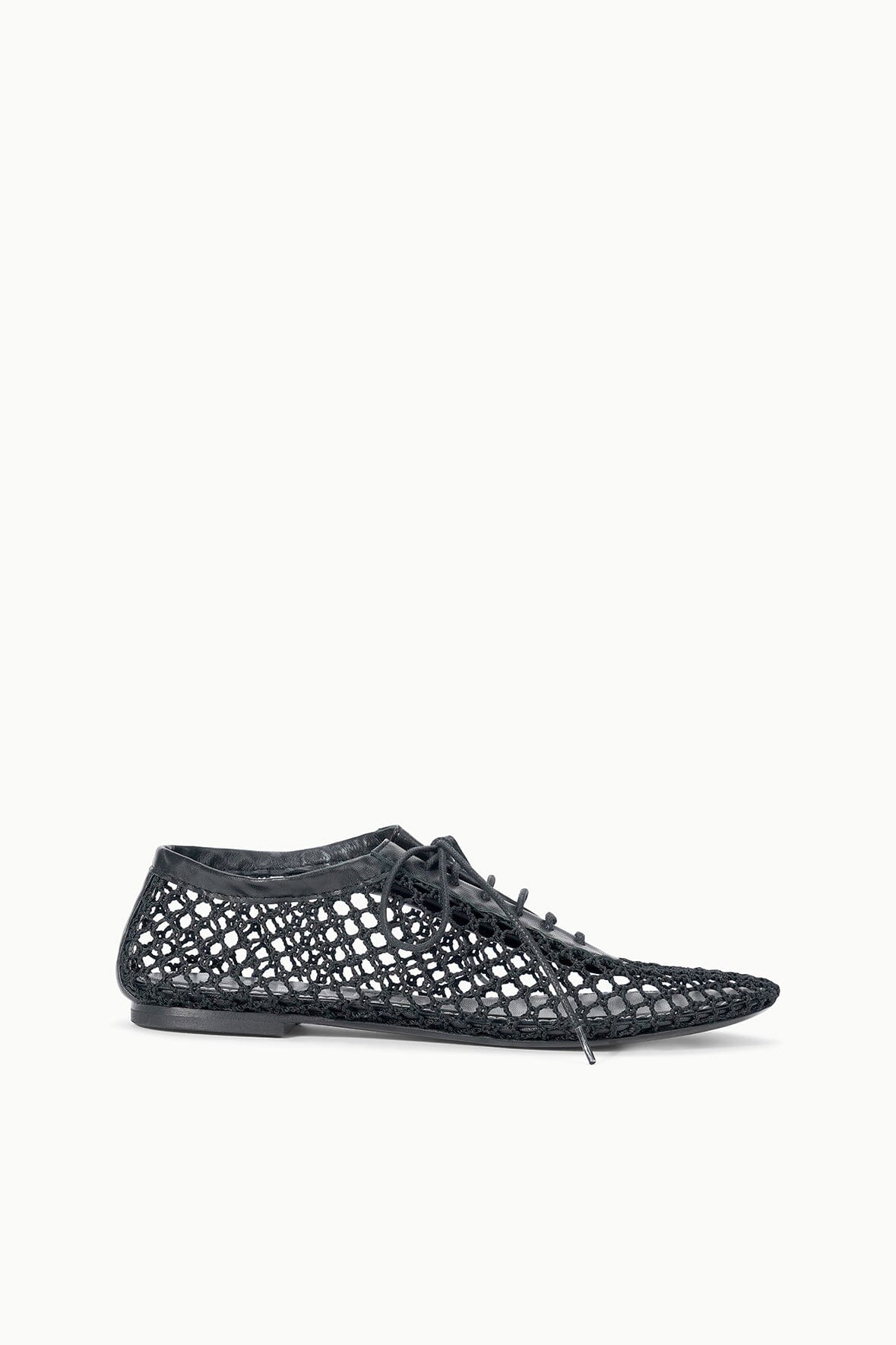 STAUD Kit Lace Up Flat Shoes in Black