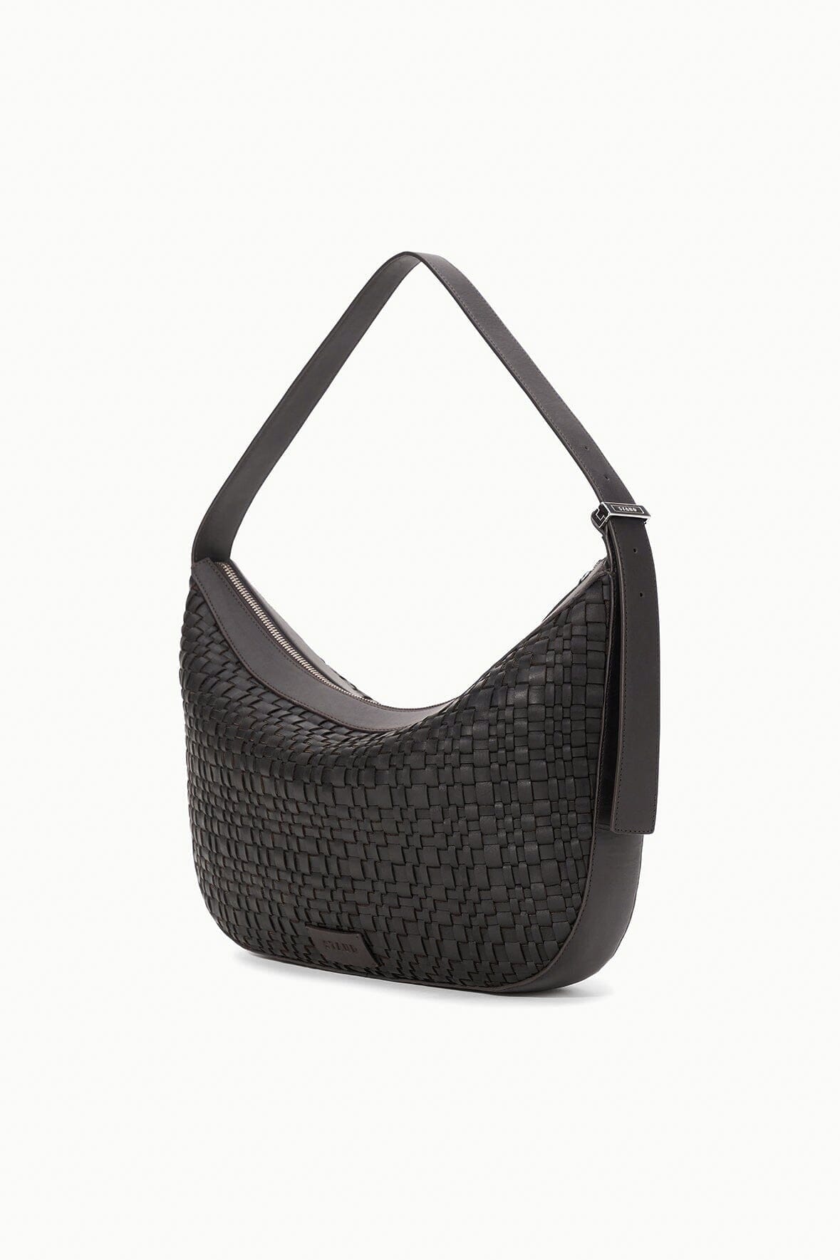 Image LARGE DEMY SHOULDER BAG | ESPRESSO WOVEN LEATHER 3 of 8 and Clicking this image will trigger a zoom pop-up