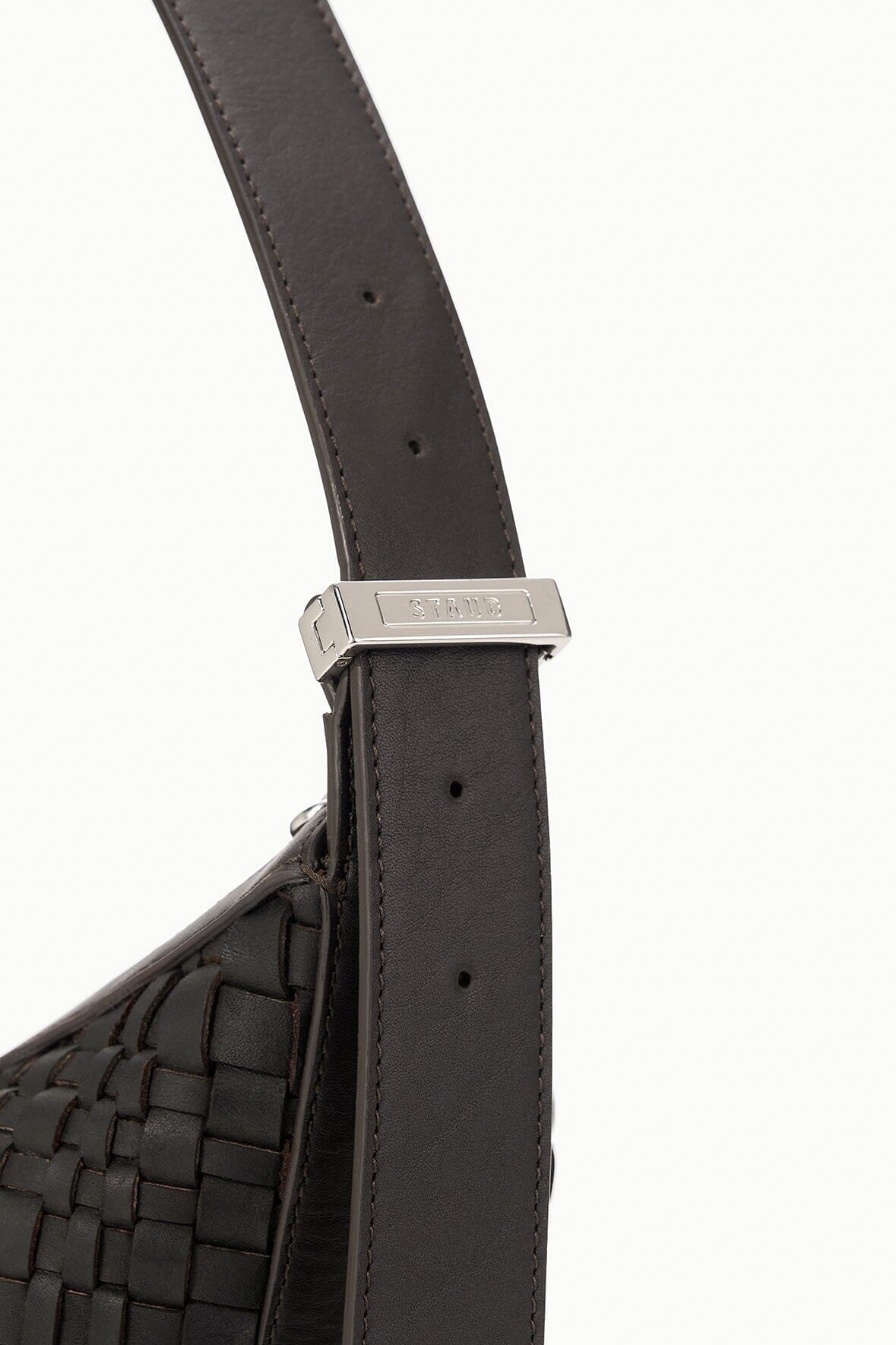 Image LARGE DEMY SHOULDER BAG | ESPRESSO WOVEN LEATHER 5 of 8 and Clicking this image will trigger a zoom pop-up
