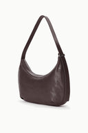 Espresso brown hobo shoulder bag with adjustable strap and slouchy body