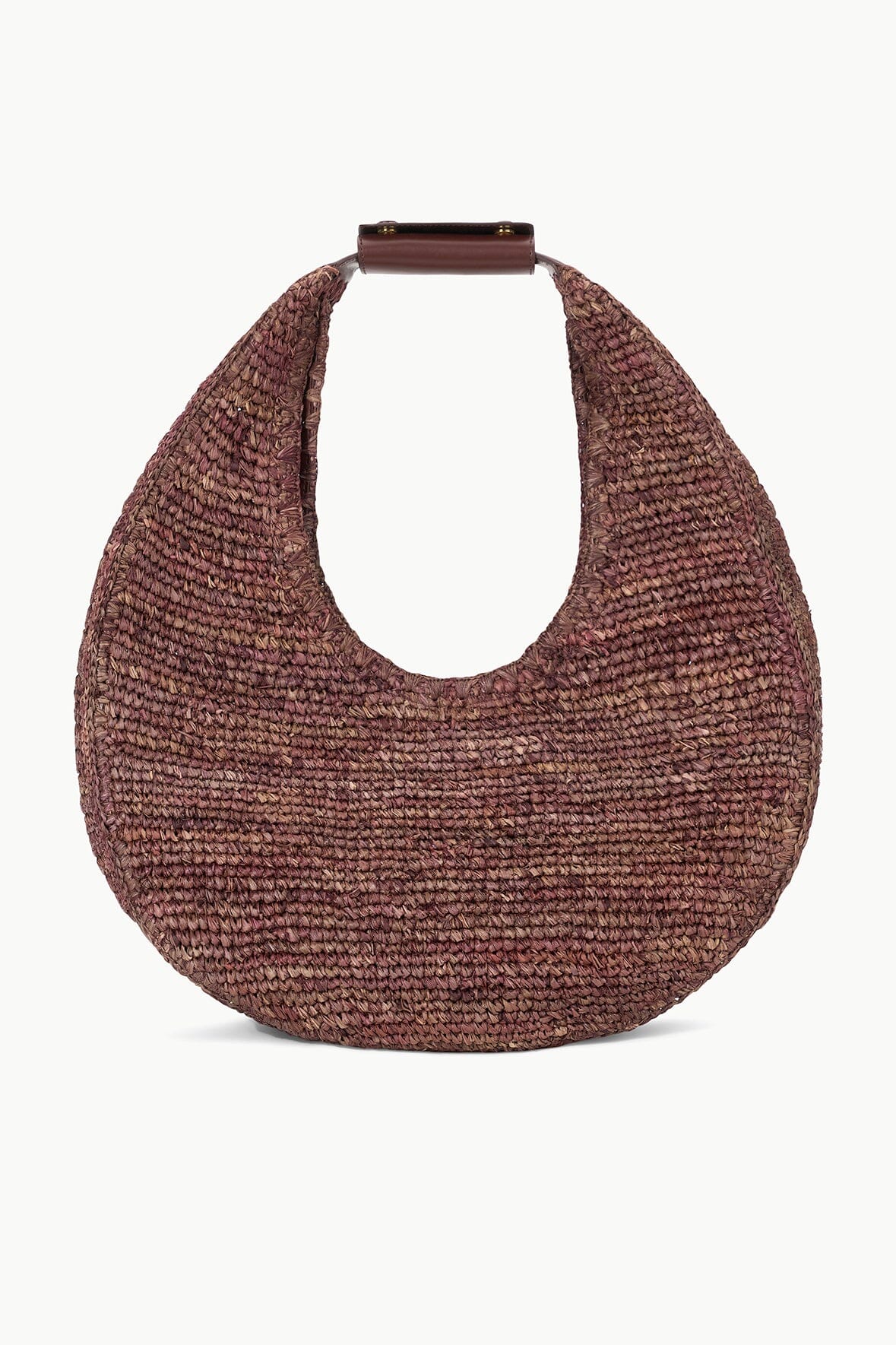 Image LARGE RAFFIA MOON TOTE BAG | MAHOGANY 1 of 6 and Clicking this image will trigger a zoom pop-up