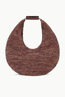 Image LARGE RAFFIA MOON TOTE BAG | MAHOGANY 1 of 6