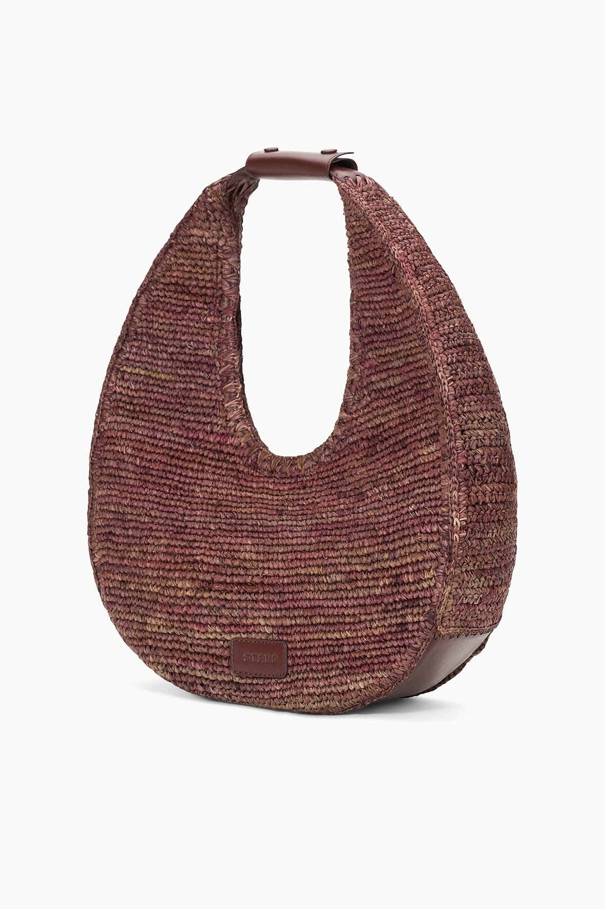 Image LARGE RAFFIA MOON TOTE BAG | MAHOGANY 3 of 6 and Clicking this image will trigger a zoom pop-up