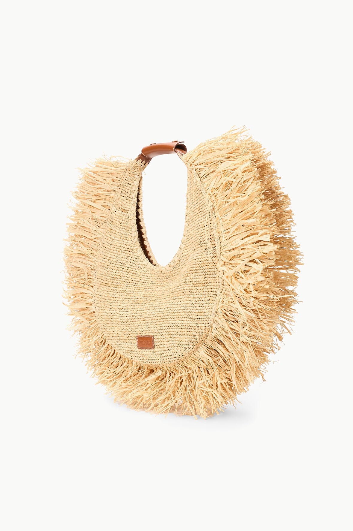 Image LARGE RAFFIA MOON TOTE BAG | NATURAL FRINGE 3 of 7 and Clicking this image will trigger a zoom pop-up