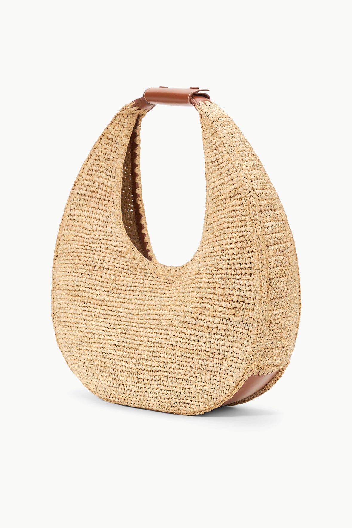STAUD large natural raffia Moon tote bag