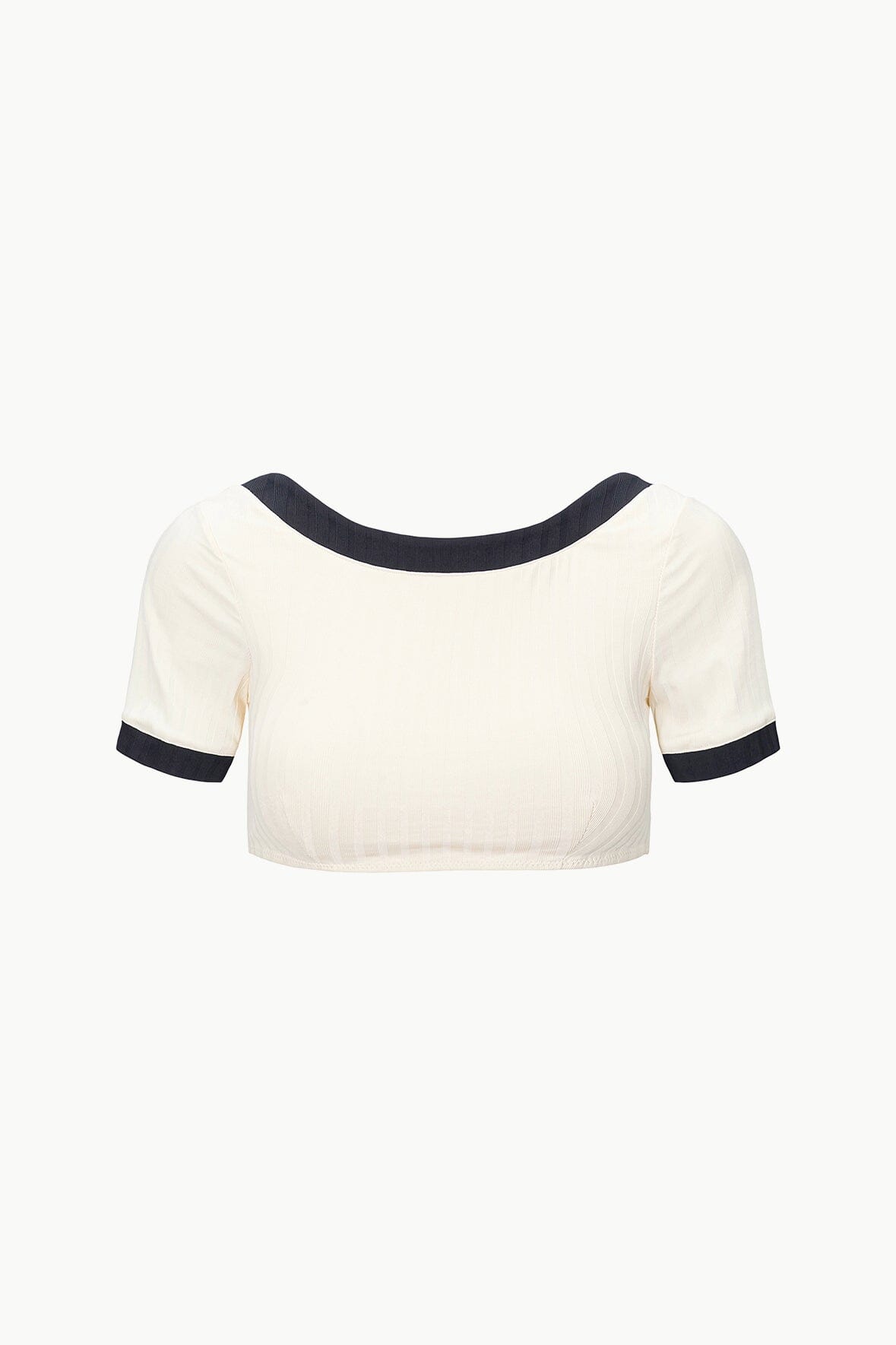 LILY SHORT SLEEVE BIKINI TOP IVORY BLACK