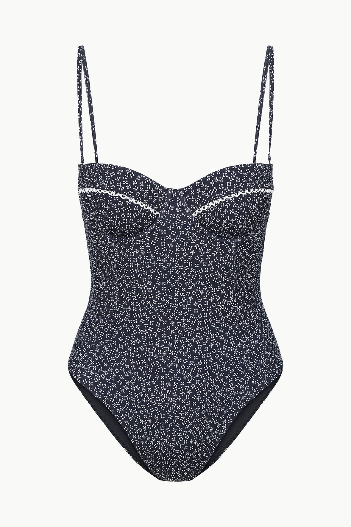 STAUD MAEVE ONE PIECE BLACK WOODBLOCK DITSY FLORAL