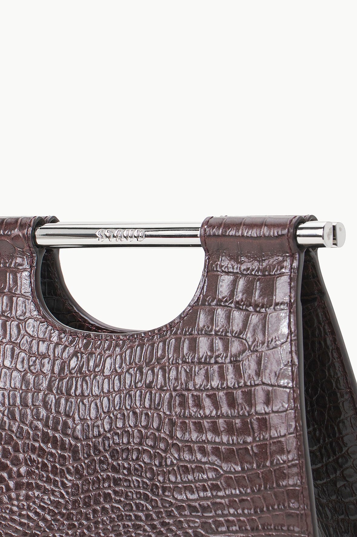 STAUD, Mini Shirley Leather Bag for Female in Walnut Ostrich Embossed