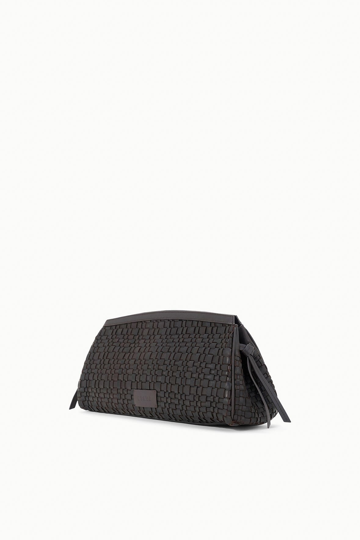 Image MAUDE SOFT CLUTCH | ESPRESSO WOVEN LEATHER 3 of 6 and Clicking this image will trigger a zoom pop-up