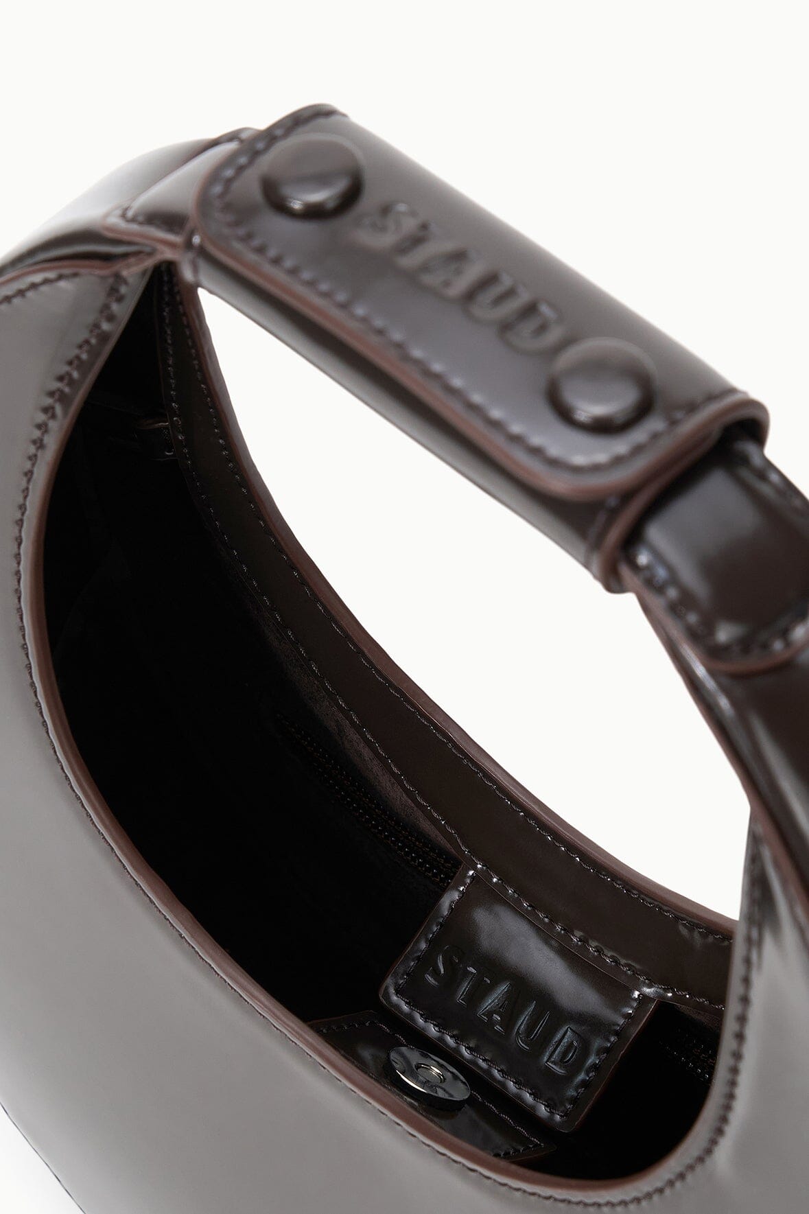 STAUD MINI MOON BAG ESPRESSO LEATHER