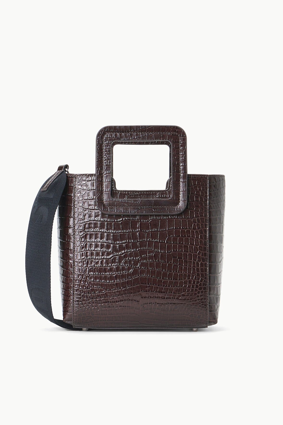 STAUD, Mini Shirley Leather Bag for Female in Walnut Ostrich Embossed