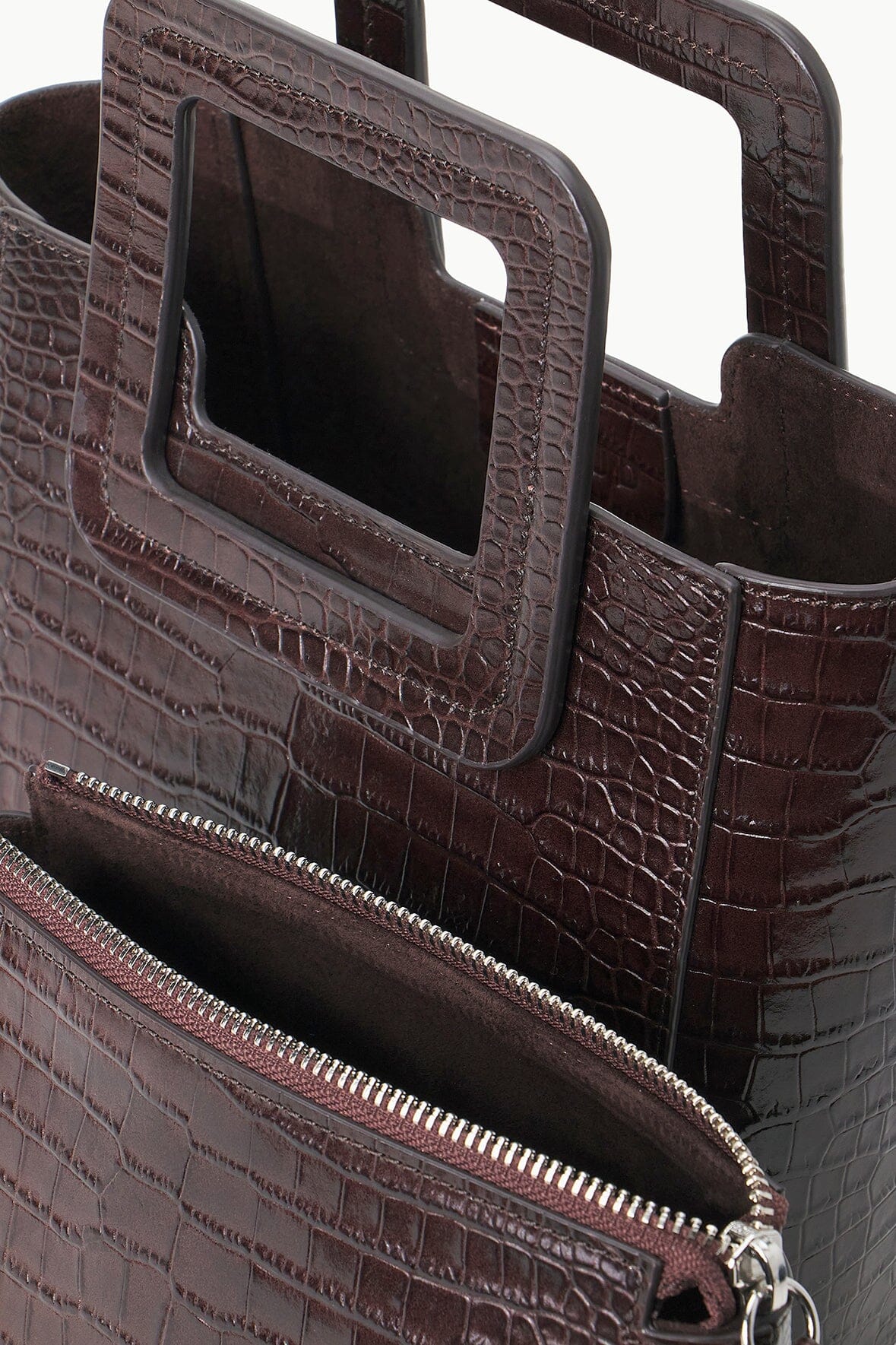 MINI SHIRLEY LEATHER BAG | ESPRESSO CROC EMBOSSED