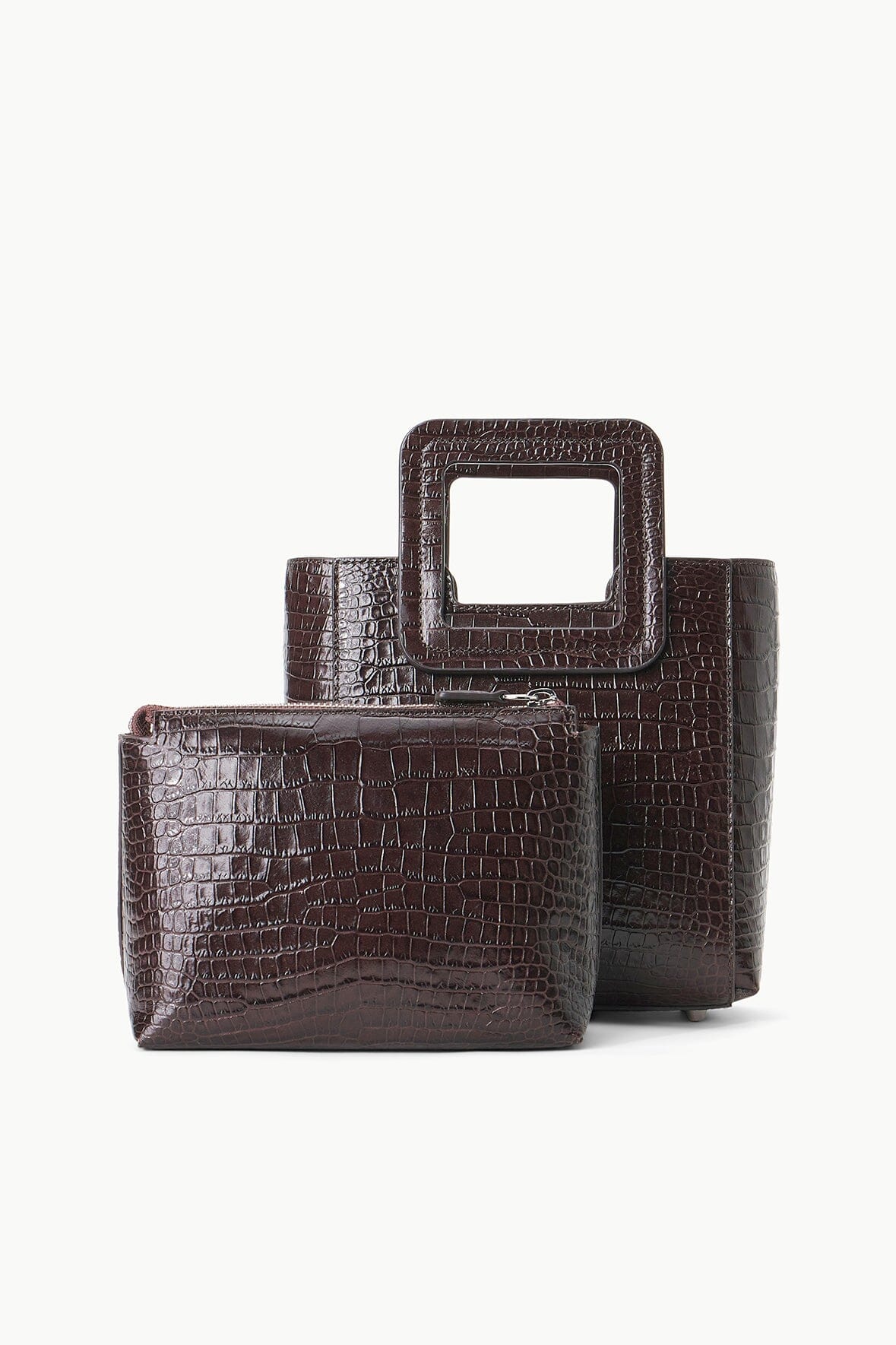 MINI SHIRLEY LEATHER BAG ESPRESSO CROC EMBOSSED