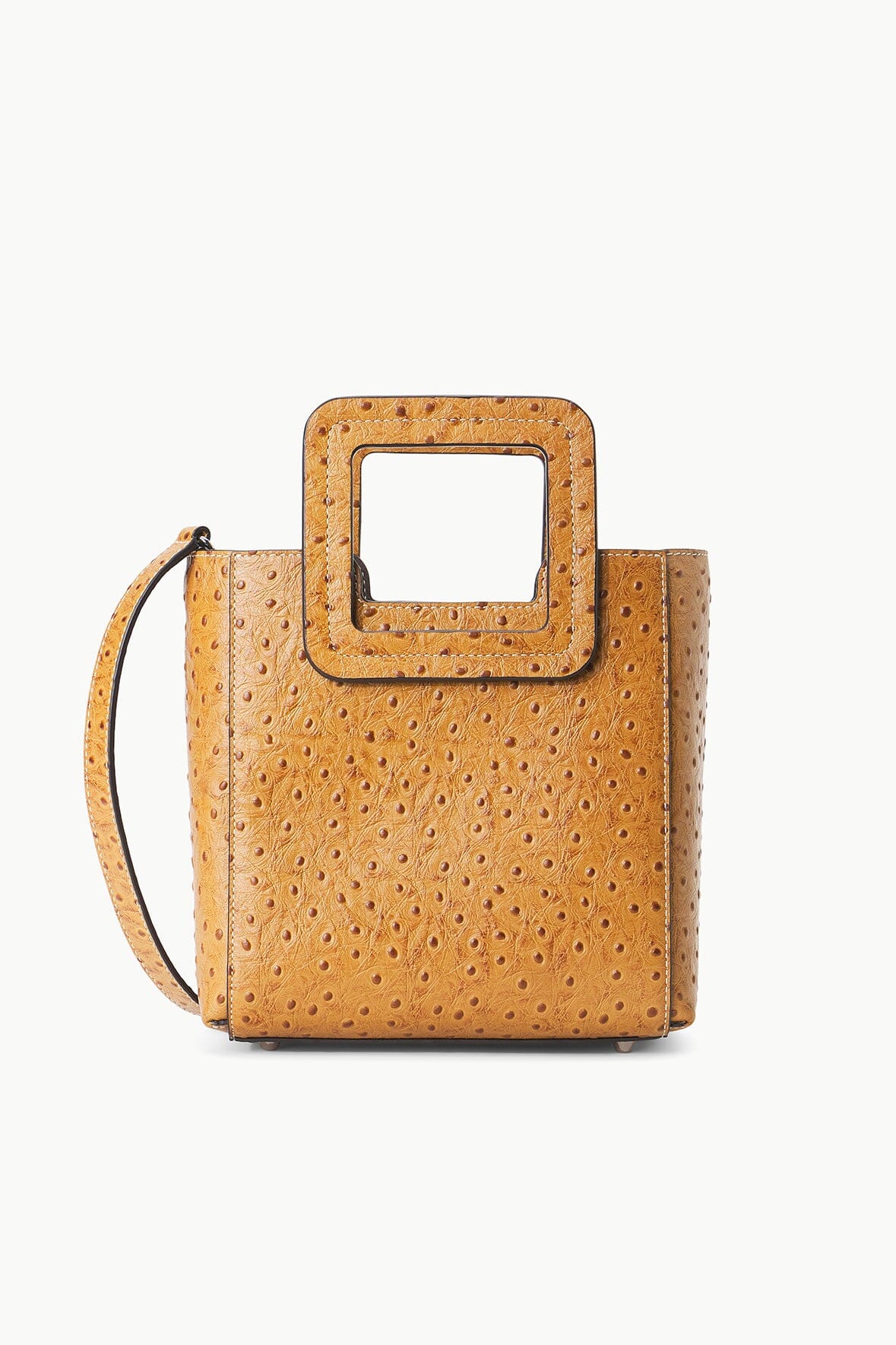 MINI SHIRLEY LEATHER BAG | WALNUT OSTRICH EMBOSSED