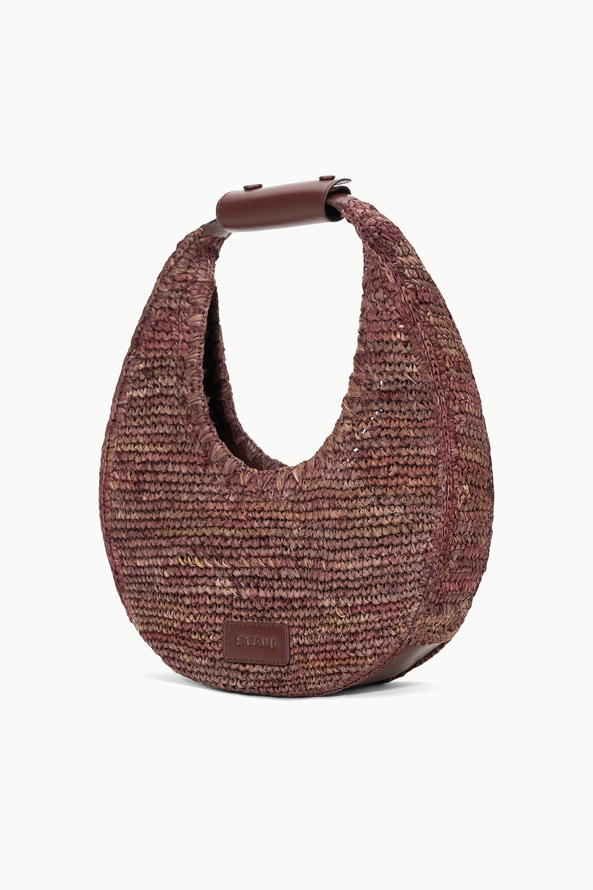 Image MOON RAFFIA TOTE BAG | MAHOGANY 3 of 7 and Clicking this image will trigger a zoom pop-up