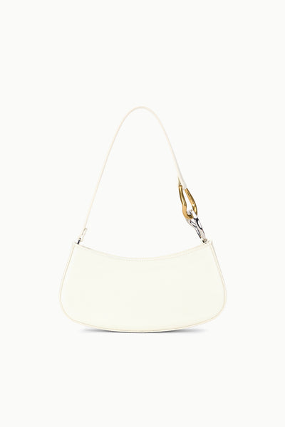 Ollie Bag Paper White Leather Mini Shoulder Bag | STAUD