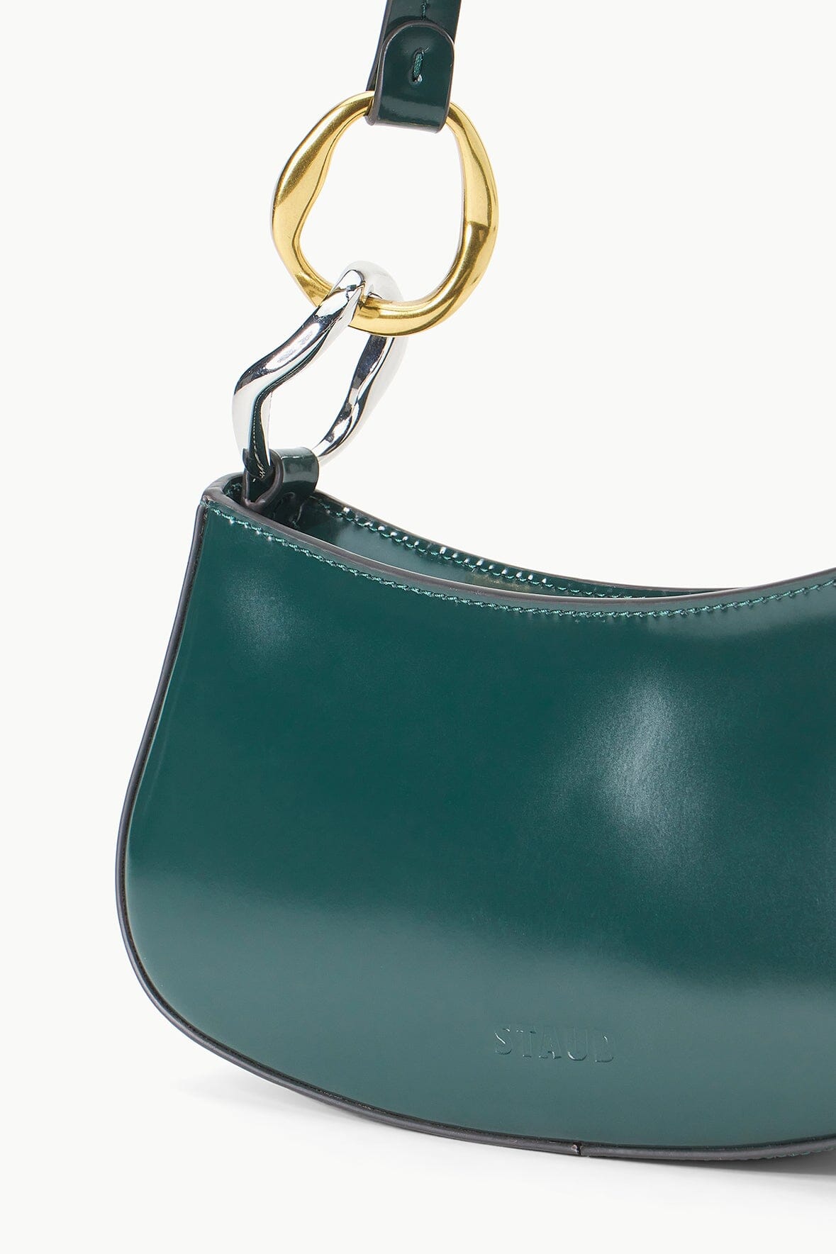 Staud Bean Convertible Patent Leather Shoulder Bag In Citron