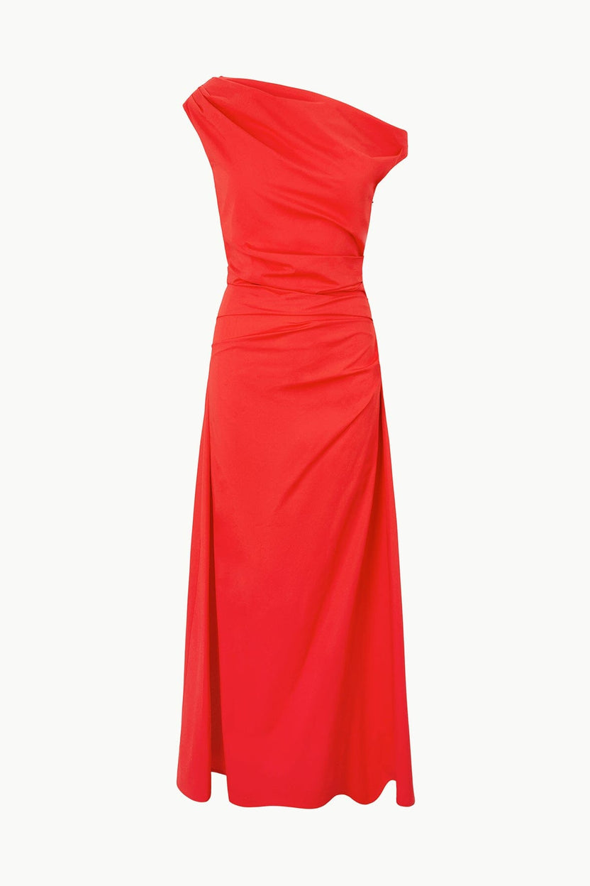 STAUD MAXI PHARE DRESS RED ROSE