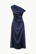 Image PHARE SILK DRESS | NAVY 6 of 6