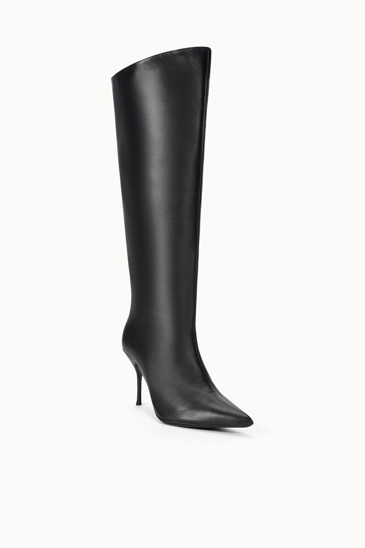 black high heel dress boots Knee High Women's Leather Heeled Tight Sexy Winter Vintage Office Plain Polyester Sock Fashion Boots,CN39 Upper Material Stella Knee High Heel Boots
