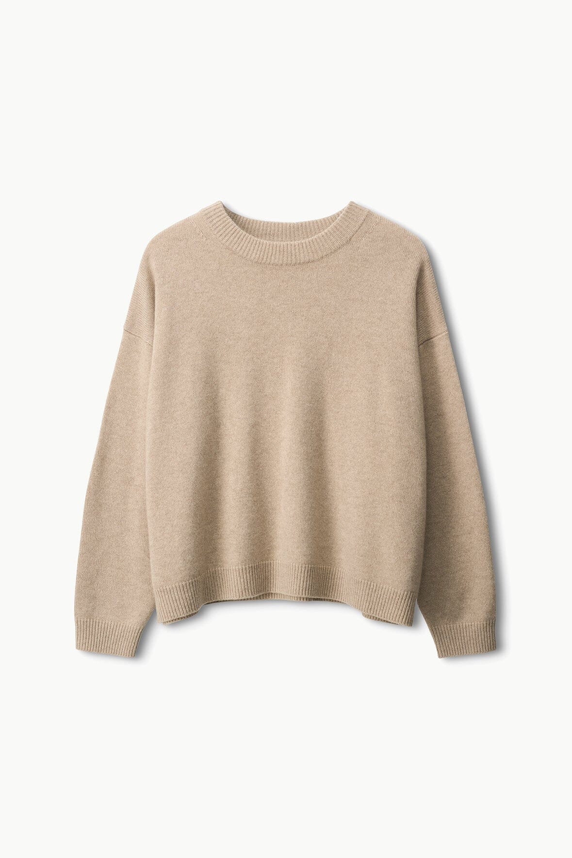 Image SERRANO CASHMERE RELAXED CREW | STONE 6 of 6 and Clicking this image will trigger a zoom pop-up