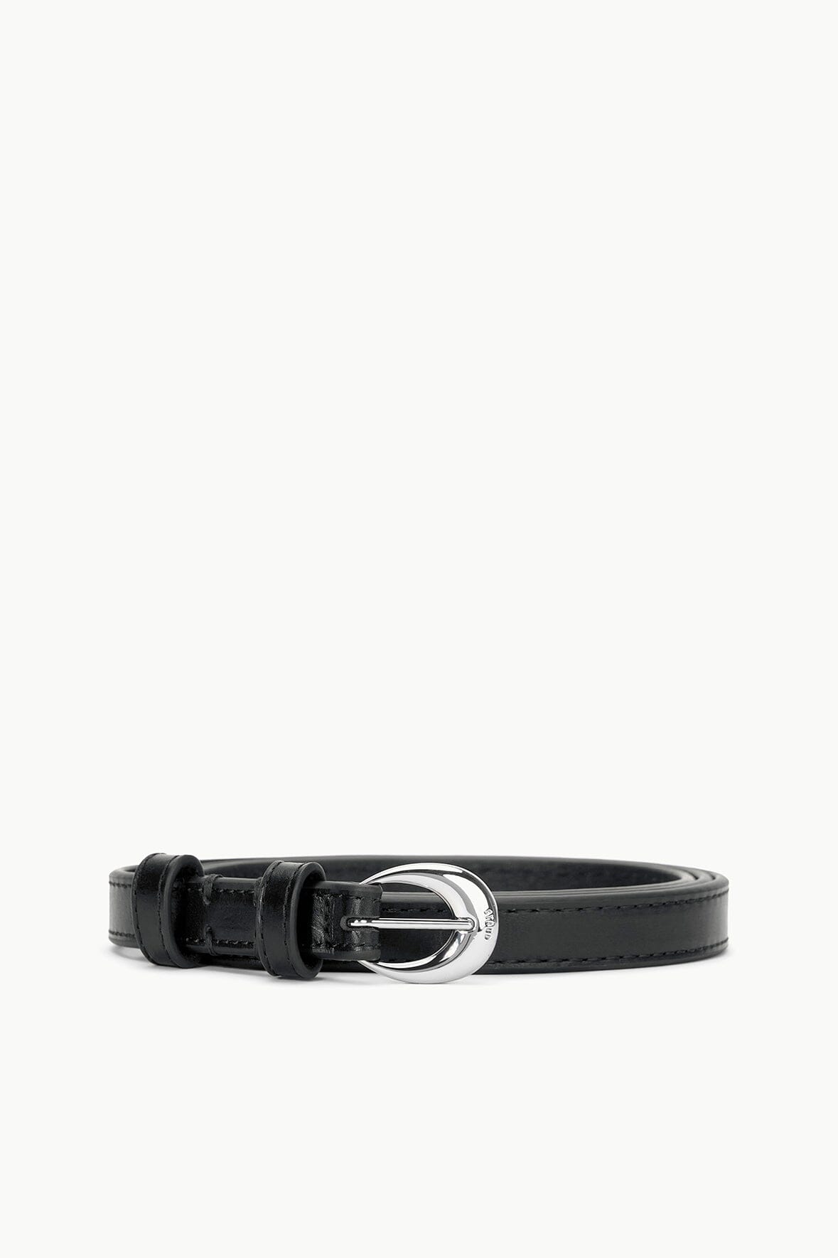 Image SLIM MOON BUCKLE BELT - 13MM | BLACK SILVER 1 of 4 and Clicking this image will trigger a zoom pop-up