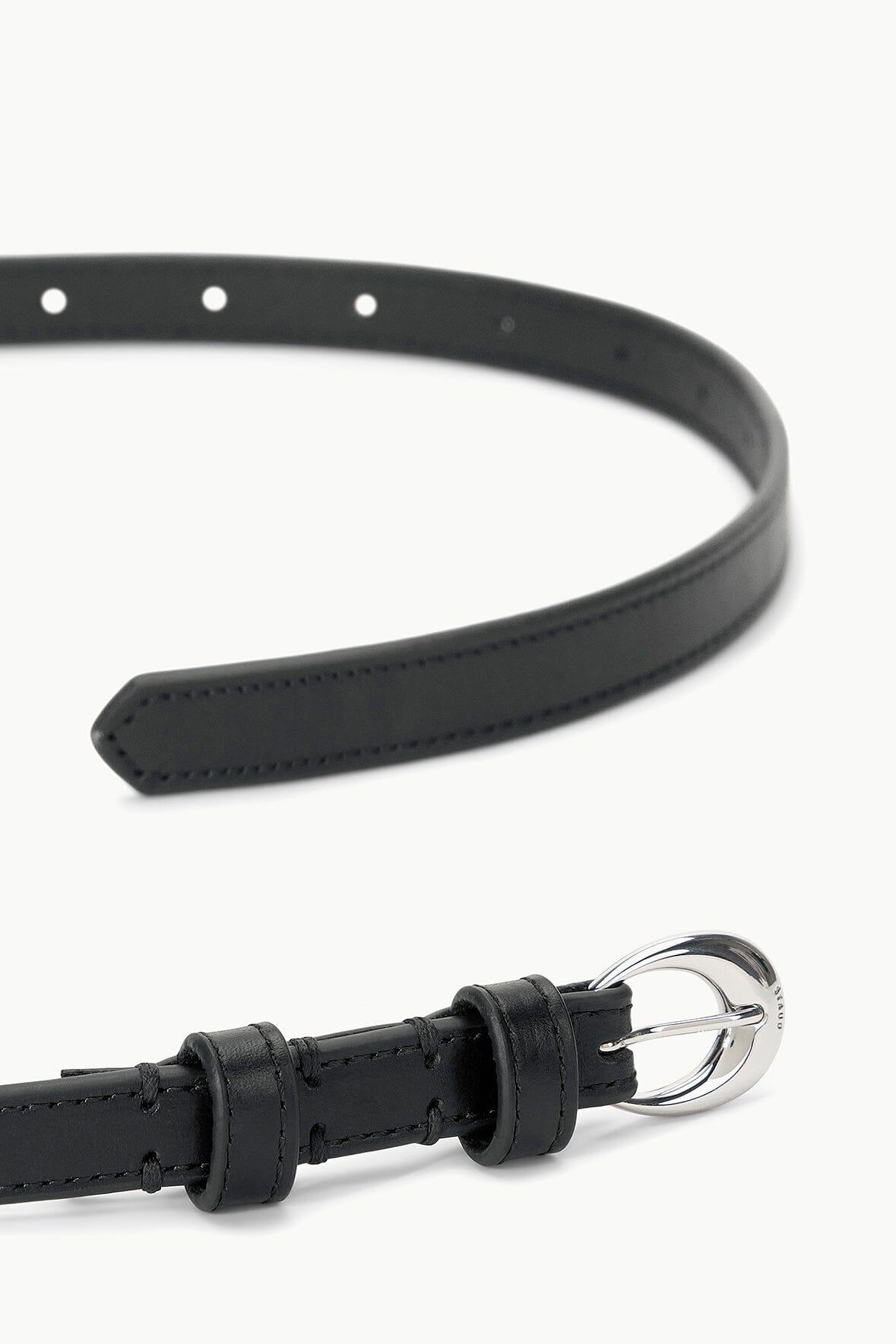 Image SLIM MOON BUCKLE BELT - 13MM | BLACK SILVER 3 of 4 and Clicking this image will trigger a zoom pop-up