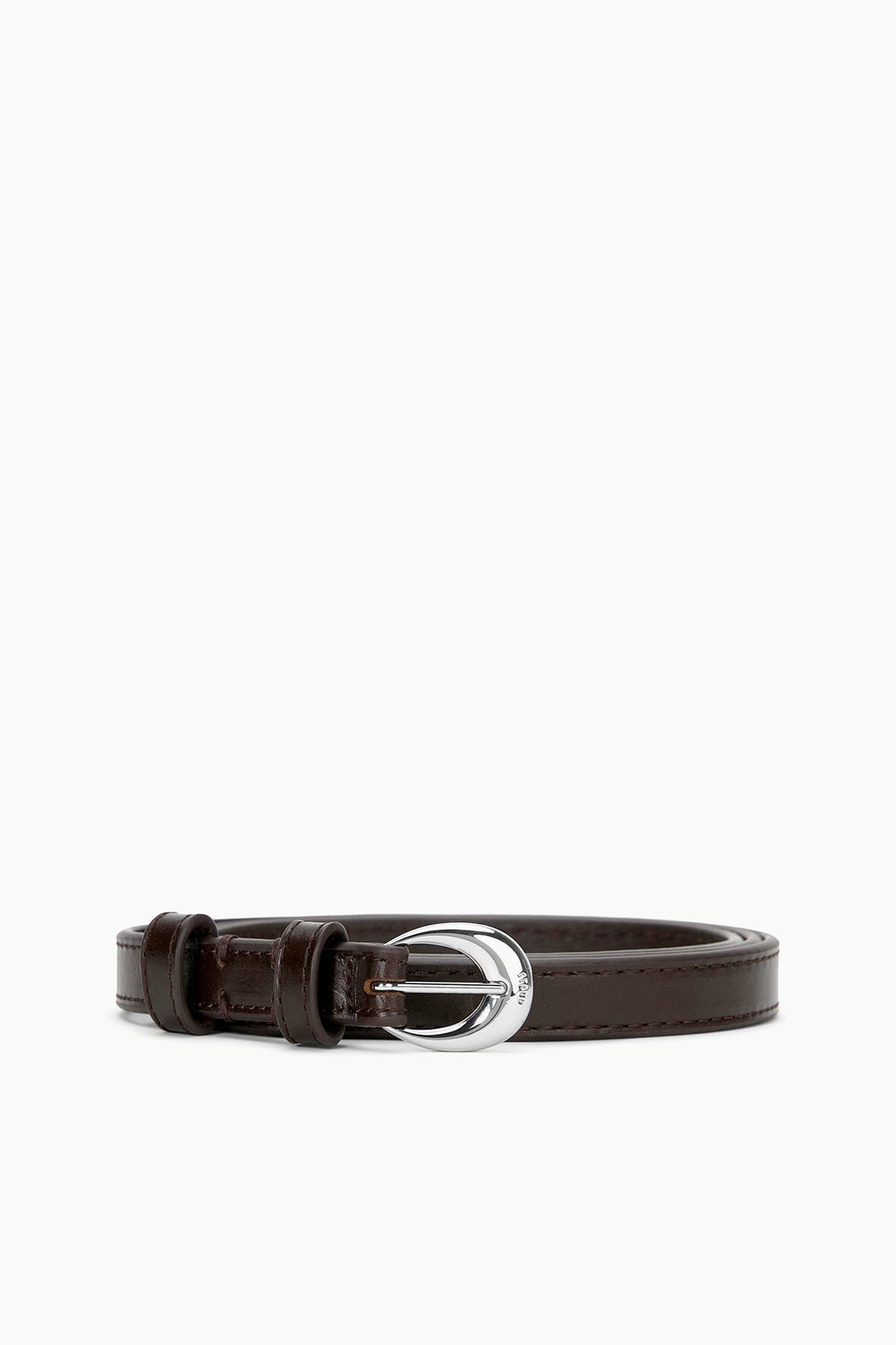 Image SLIM MOON BUCKLE BELT - 13MM | MAHOGANY SILVER 1 of 3 and Clicking this image will trigger a zoom pop-up