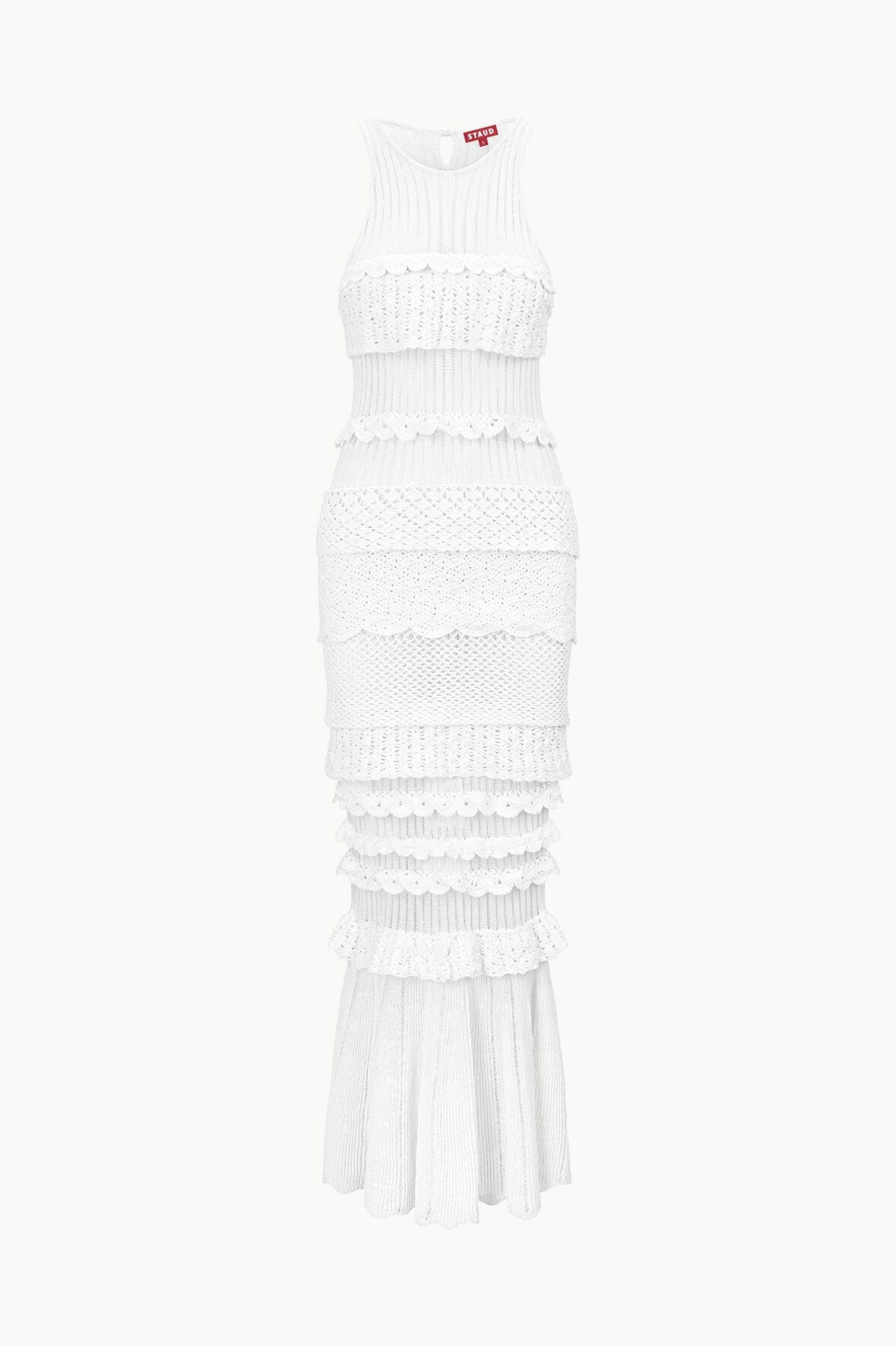 【Staud】 Tiered ruffled maxiドレス SORRENTO DRESS WHITE