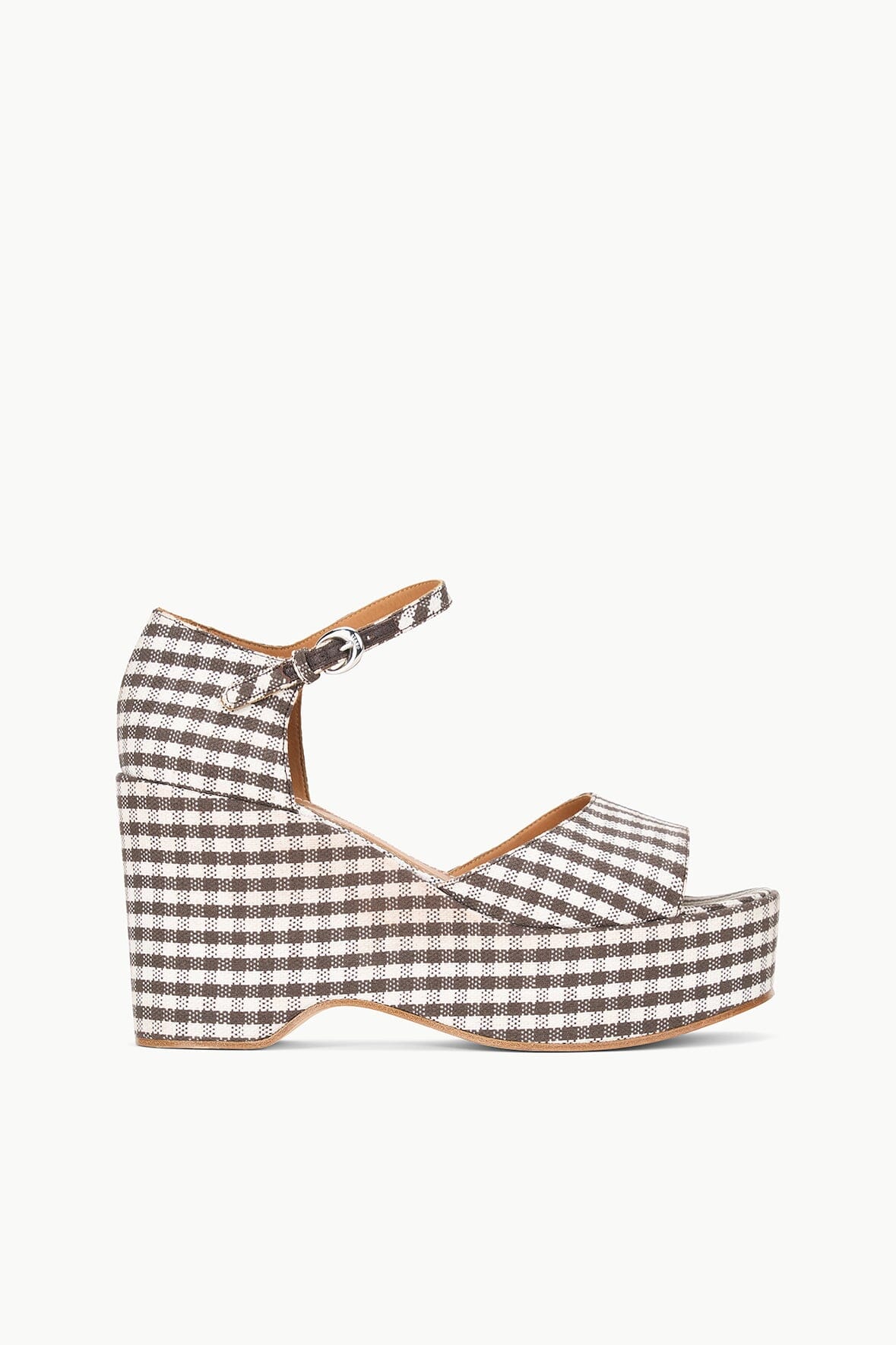 Image STELLA PLATFORM SANDAL | DARK CHOCOLATE MICRO CHECK 1 of 8 and Clicking this image will trigger a zoom pop-up